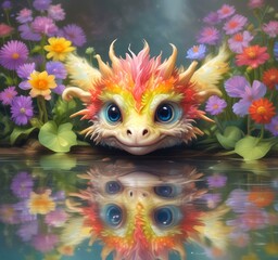 Naklejka premium Illustration of adorable baby dragon.
