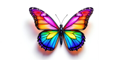 Obraz premium Vibrant Rainbow Butterfly Wings Isolated on White