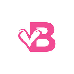 initial letter b heart negative space logo