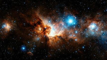 Naklejka premium Cosmic explosion of stars and nebulae outer space astrophotography galactic environment celestial view stellar concepts