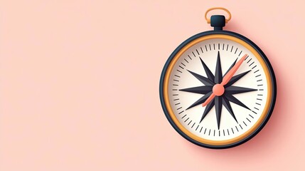 Stylized 3D Compass with Star Elements Artistic Compass Design Highlighting Compass and Stars for Travel and Adventure Concepts. Vintage compass on pastel background.