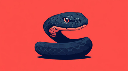 Naklejka premium Black Cartoon Snake Illustration
