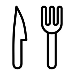 Cutlery (Fork and Knife) Vector Line Icon Design