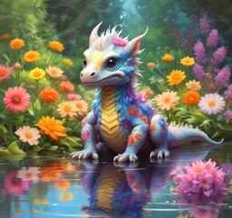 Illustration of adorable baby dragon.