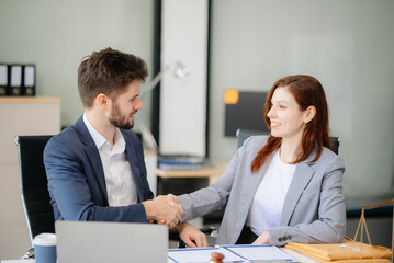 Business and Male lawyer or judge consult having team meeting with client, Law and Legal services concept