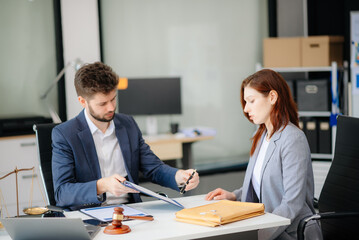 Business and Male lawyer or judge consult having team meeting with client, Law and Legal services concept