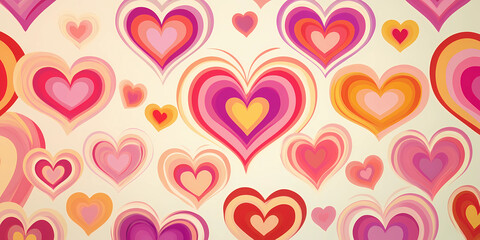 A colorful heart pattern with many different colored hearts