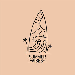 Summer with good view nature line graphic illustration art t-shirt design