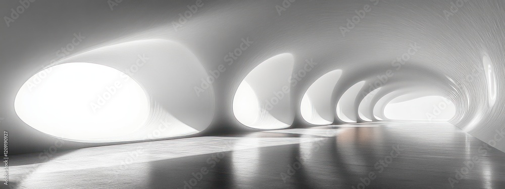 Aufkleber Futuristic Minimalist Architecture Design with Soft Lighting and Curved Forms