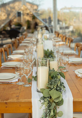 rustic wedding table decorations with glass details