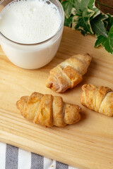 croissants on a plate with milk