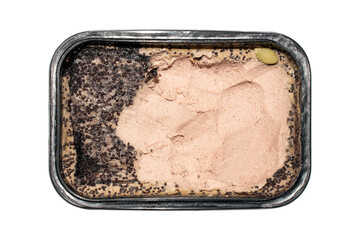 French pate with baked goose meat.Goose paste with spices and pumpkin seeds.