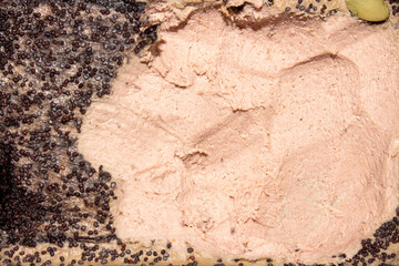 French pate with baked goose meat.Goose paste with spices and pumpkin seeds.