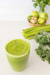 Green Detox Juice on White Kitchen Counter
