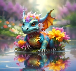 Illustration of adorable baby dragon.
