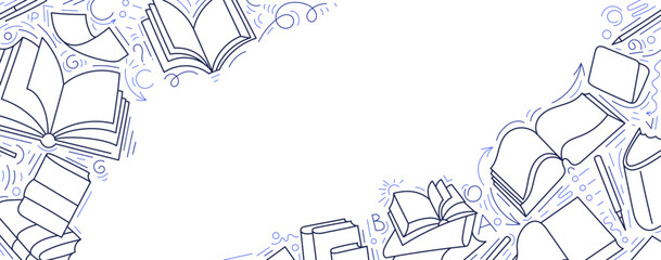 Books. Vector desk with encyclopedias, literature