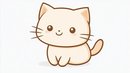 Obraz premium Cute cartoon character, a cat with acute ears clip art illustration. Beige kitten. Pet design for children's books