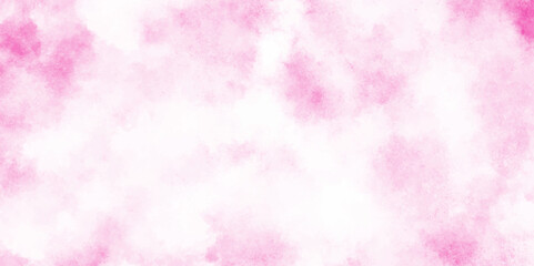  Abstract pink sky background and white clouds on pink canvas, Paint leaks and ombre effects hand painted cloudy pink paper texture, Soft smeared aquarelle painted pink texture.