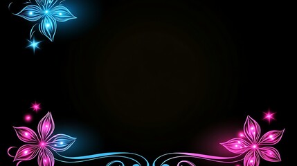 Obraz premium Glowing Floral Frame Design With Stars