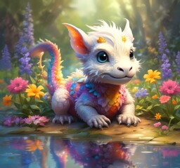 Illustration of adorable baby dragon.