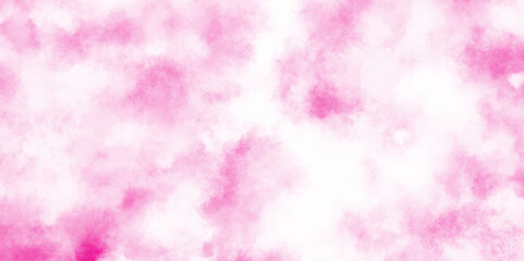  Abstract pink sky background and white clouds on pink canvas, Paint leaks and ombre effects hand painted cloudy pink paper texture, Soft smeared aquarelle painted pink texture.