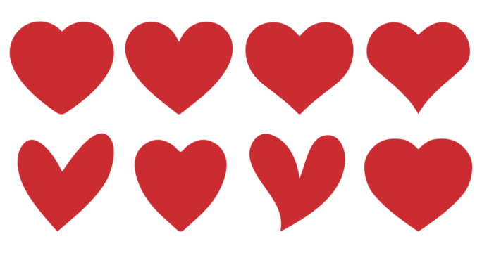 Heart, love, romance red hearts. Heart vector icons. Red heart love symbol isolated editable vector. Vector hearts for Christmas gifts, Valentine's Day, birthday. Simple trendy cute symbol. Soul, core