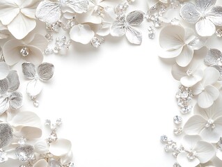 Elegant white flowers and silver accents create a lovely frame