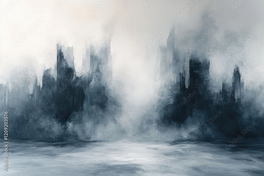 Aufkleber abstract watercolor background with soft grey and white haze and blurred cloud forms