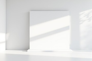 Obraz premium Minimalist White Studio Space with Blank Billboard for Creative Artwork Display in Bright, Natural Lighting
