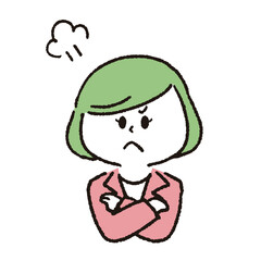 怒っているスーツを着た女性