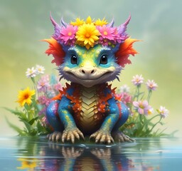 Illustration of adorable baby dragon.