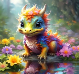 Obraz premium Illustration of adorable baby dragon.