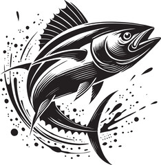 Tuna fish vector illustration silhouette isolated on white background