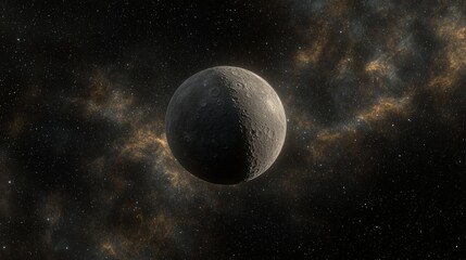 Obraz premium Celestial Body in Deep Space Asteroid Planet or Moon Cosmic Nebula Background