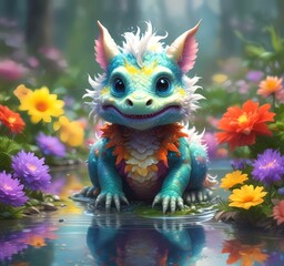 Illustration of adorable baby dragon.