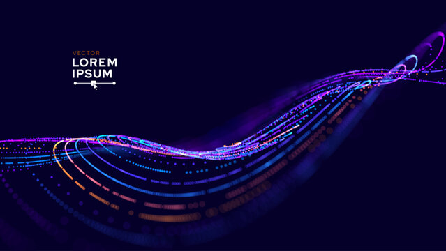 Abstract Circular Line Trails Moving in Circle. Blue Digital Business or Science Background. Medical Research or Tech Innovation Online Webinar Presentation Event. Sound Wave Circles Vector.