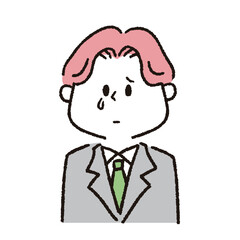 泣いているスーツを着た男性