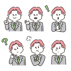 色んな表情のスーツを着た男性
