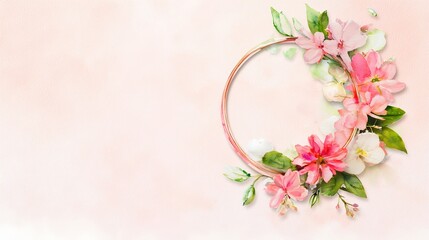 This advertisement poster presents a circular logo adorned with a delicate watercolor texture, representing an artisanal craft brand. The logo is elegantly framed by a harmonizing background, with