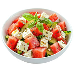Fresh watermelon salad with feta and herbs.