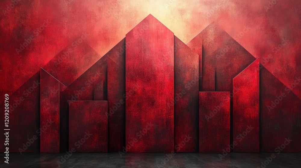 Leinwandbilder abstract red white geometric pattern background with textured light shapes in modern design for chri
