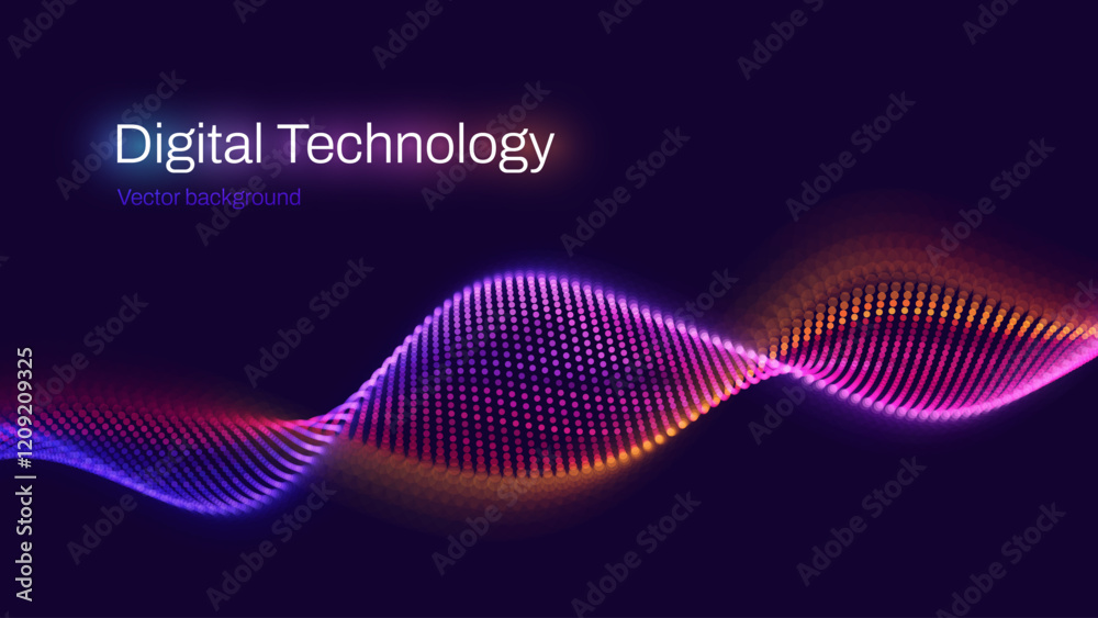 Poster Cyber Big Data Flow Particles Bokeh. Digital Neural Network. Concept of AI Artificial Intelligence Technology Machine Deep Learning. Digital Communication. Science Technology Presentation Vector.