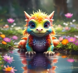 Illustration of adorable baby dragon.