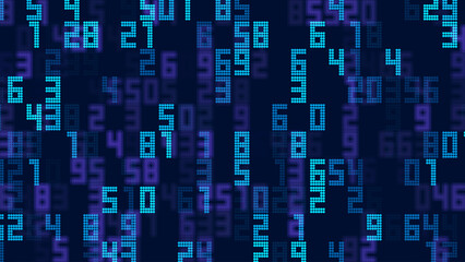 Cyberspace Random Digits Background. Math Numbers Led Matrix. Technology or Science Education Backdrop. Mathematical Led Display Banner. Vector Illustration.