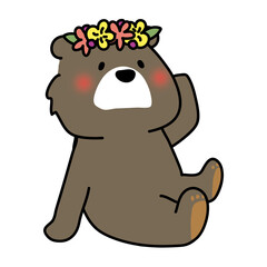 頭に花冠をつけたクマ