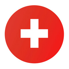 Obraz premium Red circle with white plus symbol,simple flat design,minimalist,PNG,transparent background.