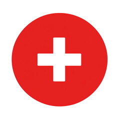 Obraz premium Red circle with white plus symbol,simple flat design,minimalist,PNG,transparent background.