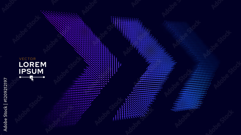 Poster Digital Arrows Pointing To The Right. Abstract Technology Background. Hi-Tech Business Presentation Template. Vector Illustration.