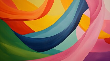 Fototapeta premium A colorful painting of a rainbow with a blue stripe