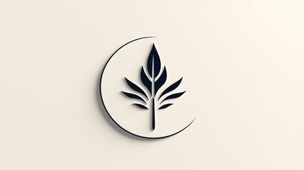 Obraz premium A sophisticated circular logo design that integrates a stylized book and quill, representing creativity and literature. The backdrop is a soft hue, ensuring adequate copy space for branding messages.